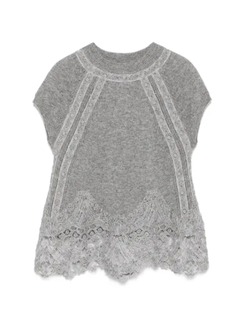 Ermanno Scervino lace-trim knitted top Grey D495L307APTPYU