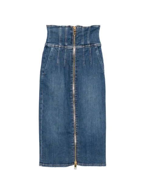 Elisabetta Franchi zip-fastening high-waisted midi skirt Blue GJ01N66E2