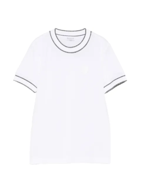 Brunello Cucinelli logo-patch contrast-trim T-shirt White ML944VL500C159