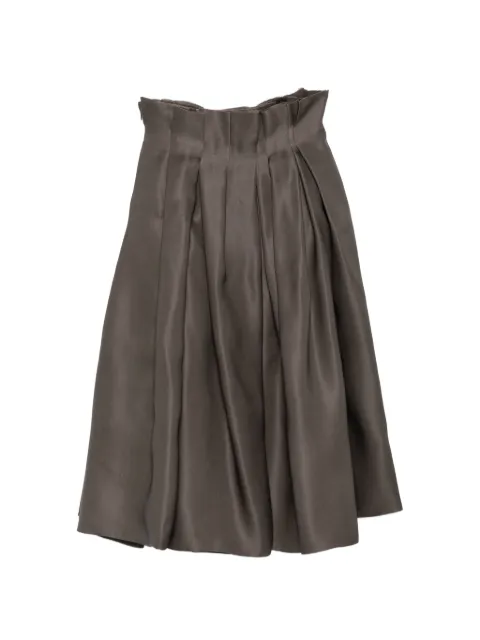 KHAITE Astrid paperbag-waist pleated midi skirt Grey 41893028