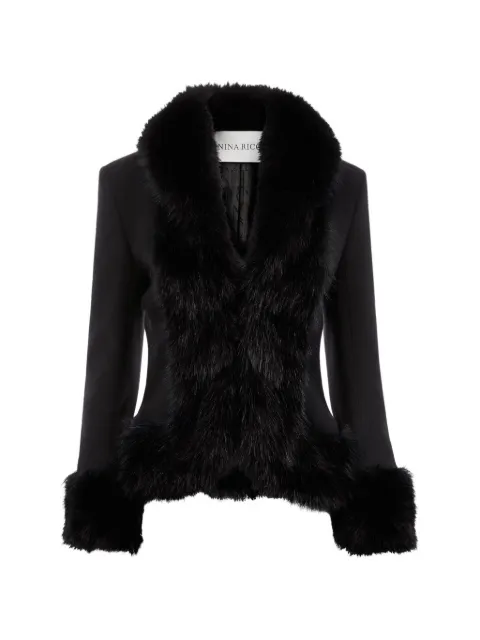 Nina Ricci faux-fur-trim rear-bow jacket Black 26ACMA002WV0325