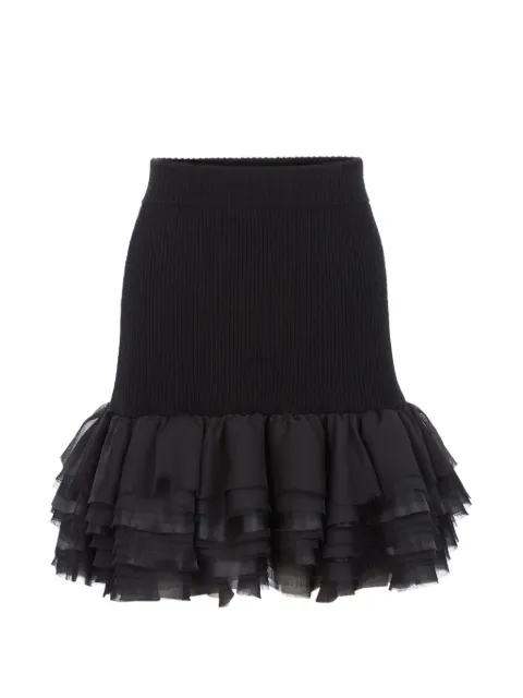 Nina Ricci ruffled ribbed-knit skirt Black 26AMJU003ML0620