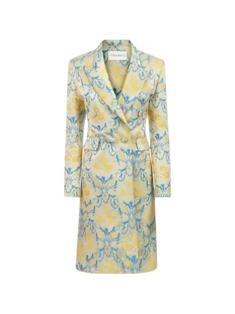 Nina Ricci flower-jacquard double-breasted coat Neutrals 26ACMA005PL0525