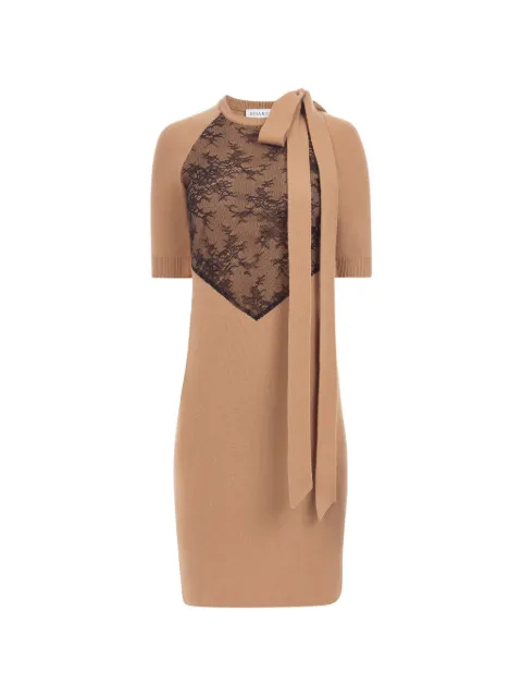 Nina Ricci lace-panelled bow-detail midi dress Neutrals 26AMRO051ML0613