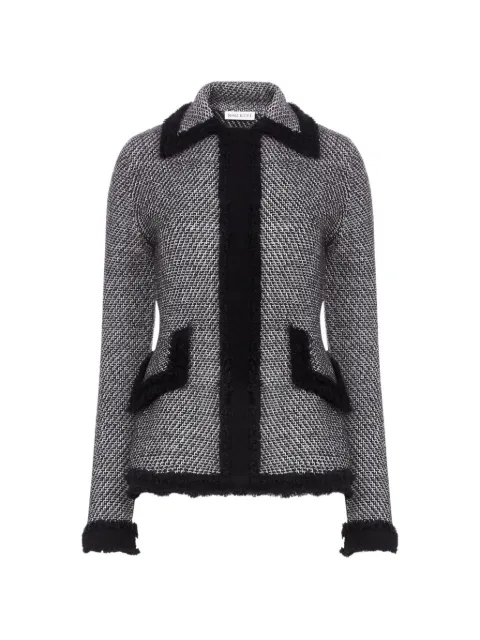 Nina Ricci fringe-trim tweed cardigan Grey 26AMCR005ML0615