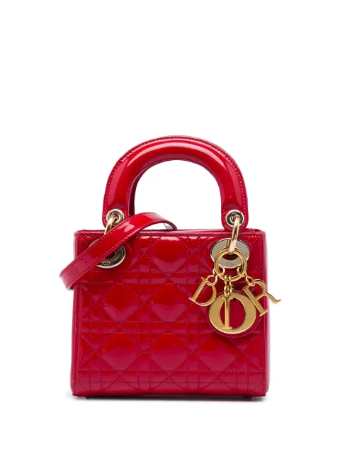 Christian Dior Pre-Owned 2015 Mini Patent Cannage Lady Dior satchel Red GE1YHROSGC6S3NX7