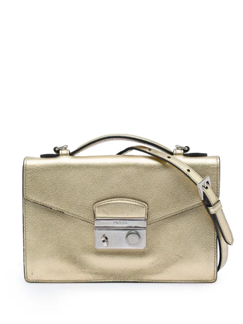 Prada Pre-Owned 2013-2026 Saffiano Sound Lock satchel Gold F1KTR55JNYIWYL5Z