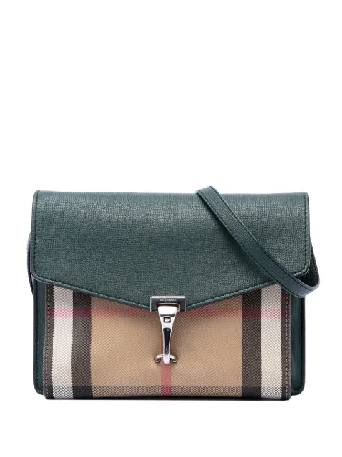 Burberry Pre-Owned 2000-2017 Small Leather and House Check Canvas Derby Macken crossbody bag Green EZO73F1SW6W34P5R