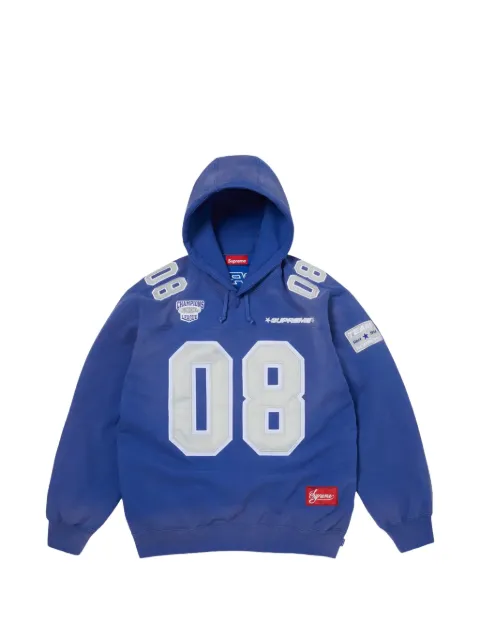 Supreme logo-patch jersey hoodie Blue SU28073