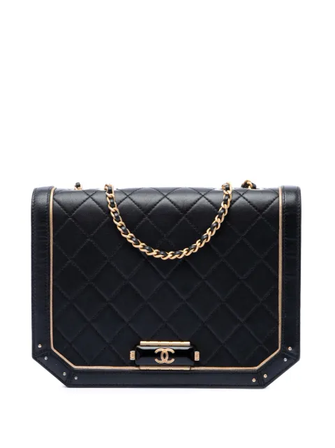 CHANEL Pre-Owned 2017-2018 Quilted Calfskin Octagon CC Clasp Flap crossbody bag Black DK76XHAT4IAY7PFD
