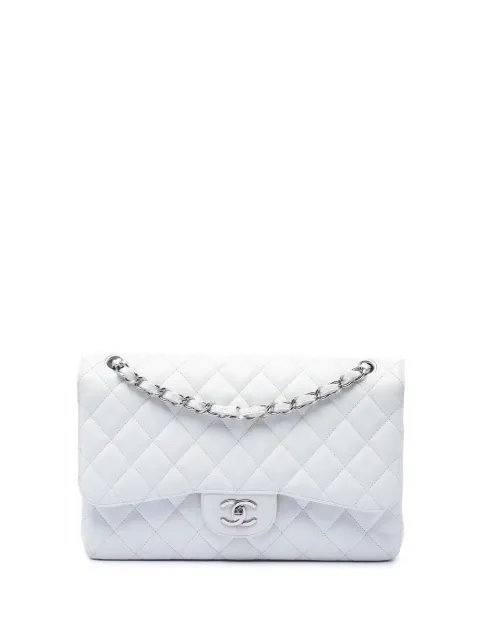 CHANEL Pre-Owned 2010-2011 Jumbo Classic Caviar Double Flap shoulder bag White C585YTN717CQO4BK