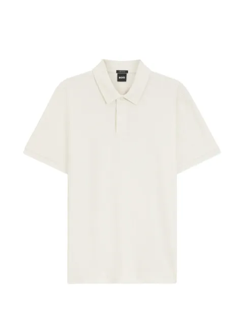 BOSS geometric-jacquard polo shirt in cotton Neutrals 50567971