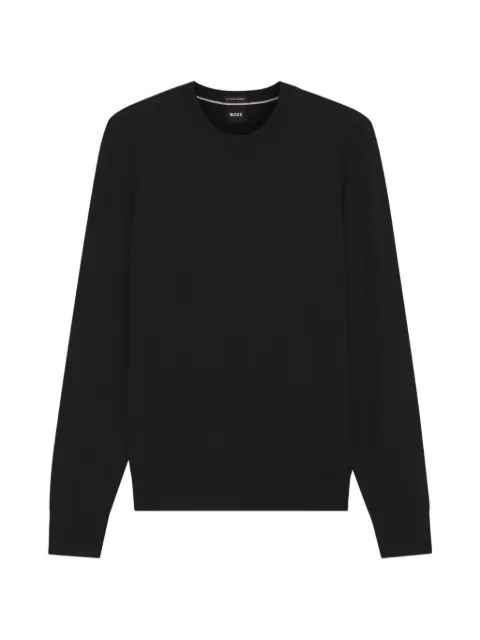 BOSS merino-wool sweater with logo embroidery Black 50571914
