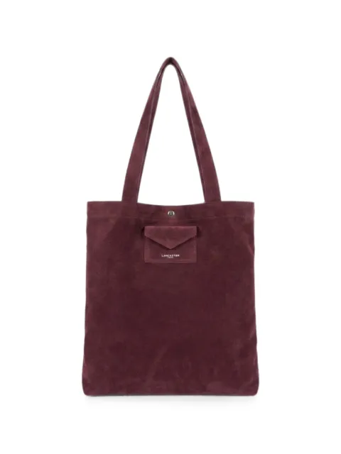 Lancaster suede-finish logo-patch shouder bag Red 518061