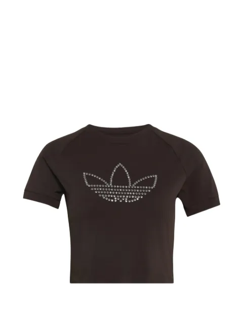 adidas Trefoil-logo rhinestone-embellished T-shirt Brown KT4670