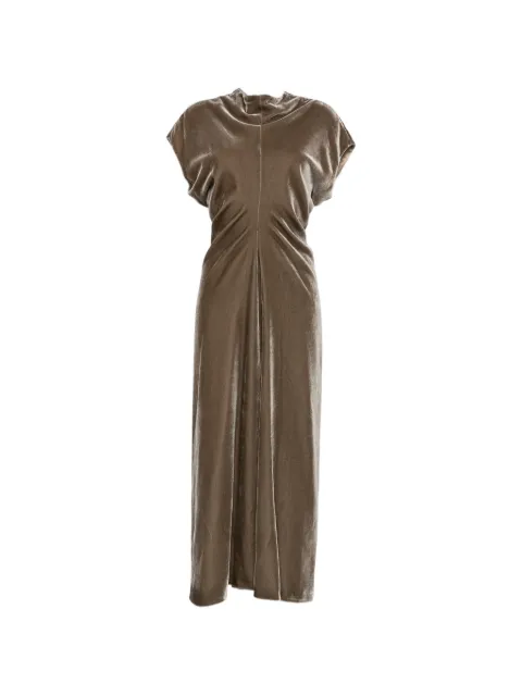 Agnona velvet ruched-waist maxi dress Green TR1204XV5004