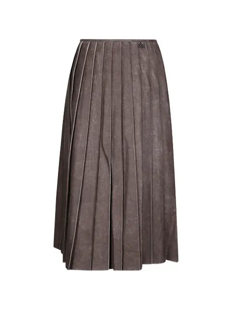 Diesel O-Saka-T1 pleated logo-plaque skirt Brown A233860PLCJ