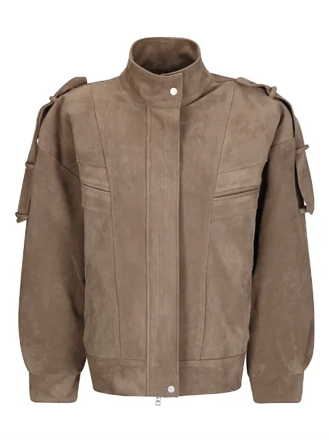 SOURCE UNKNOWN Tova faux-suede bomber jacket Brown SUWF62JK16KH