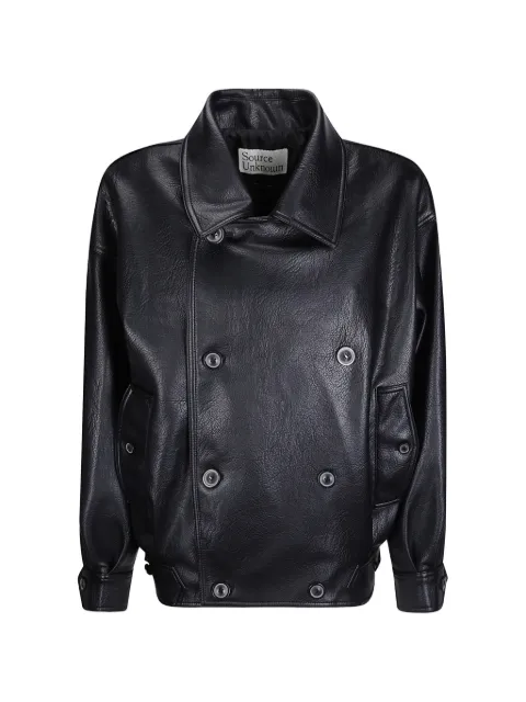 SOURCE UNKNOWN Vitellino double-breasted jacket Black SUWF62JK09S