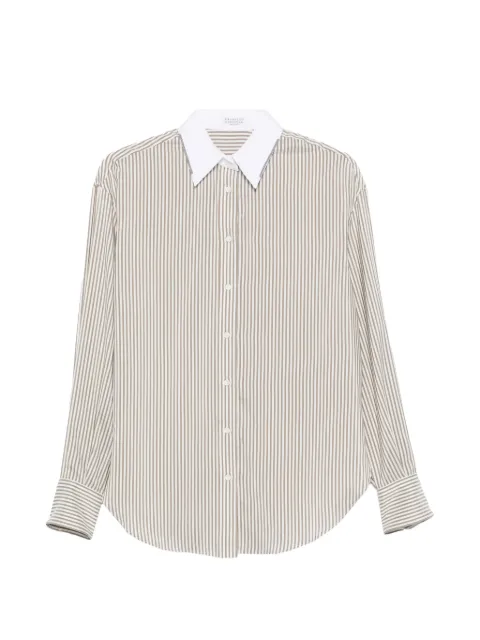 Brunello Cucinelli striped silk shirt Neutrals MG711M1Q06C005