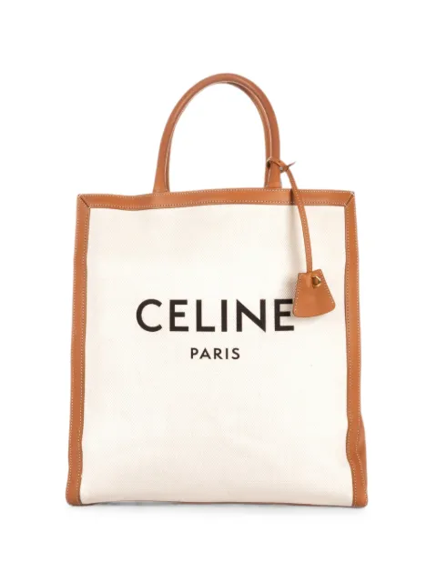 Celine Pre-Owned logo-print leather-trim tote bag Neutrals SSL3199