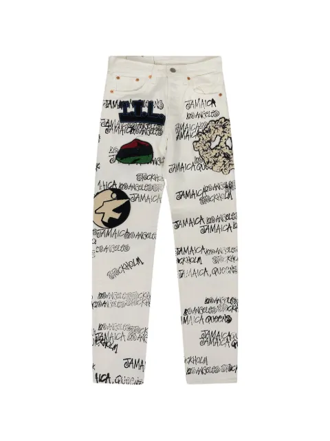 Denim Tears 501 graffiti-print jeans White DT816