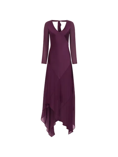 Nina Ricci bow-detail long-sleeved asymmetric dress Purple 26ACRO006SE1417