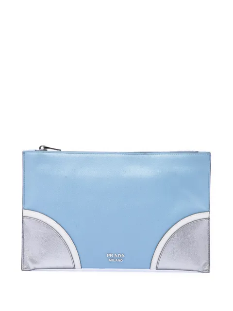 Prada Pre-Owned 2010-2026 Tricolor Saffiano clutch bag Blue OPWKDVKVH280SG8T