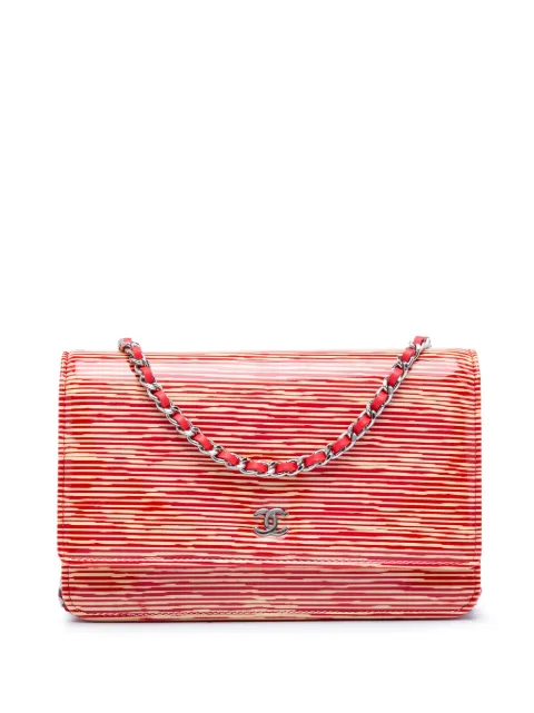 CHANEL Pre-Owned 2013-2014 CC Striped Patent Wallet On Chain crossbody bag Red GPZ1JWDRV6P055PT