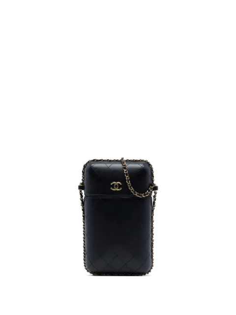 CHANEL Pre-Owned 2018 CC Quilted Lambskin Chain Around Phone Holder crossbody bag Black FDCRGEUURSXYT8QQ