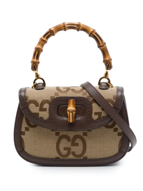 Gucci Pre-Owned 2016-2026 Small Jumbo GG Canvas Bamboo 1947 Top Handle Bag satchel Neutrals 474GPKP6YRVI7Q4H
