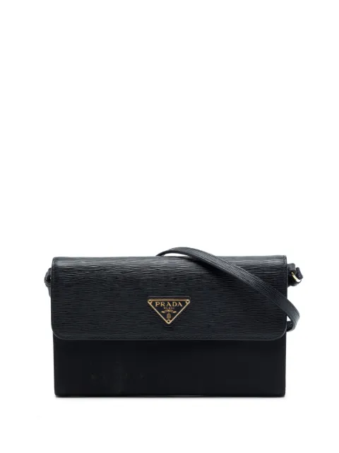 Prada Pre-Owned 2000-2013 Vitello Move and Tessuto Wallet On Strap crossbody bag Black XX95VLKXON9DCIL1