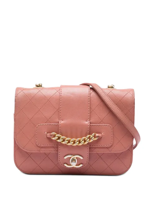 CHANEL Pre-Owned 2018 Small Quilted Sheepskin Front Chain Flap crossbody bag Pink XWTFTJ3VNLXTLDXS