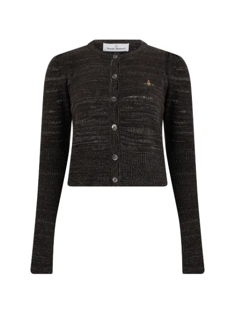 Vivienne Westwood Orb-embroidered puff-sleeve cardigan Black 18030087C00A2