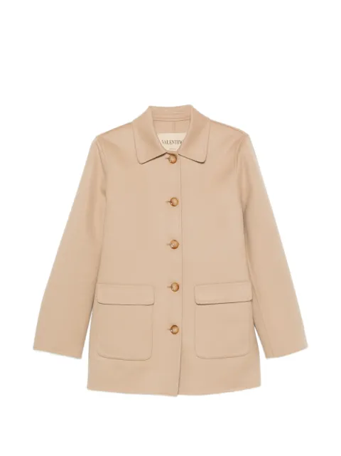 Valentino Garavani logo-button pocket-detail coat Neutrals BCJH396JA