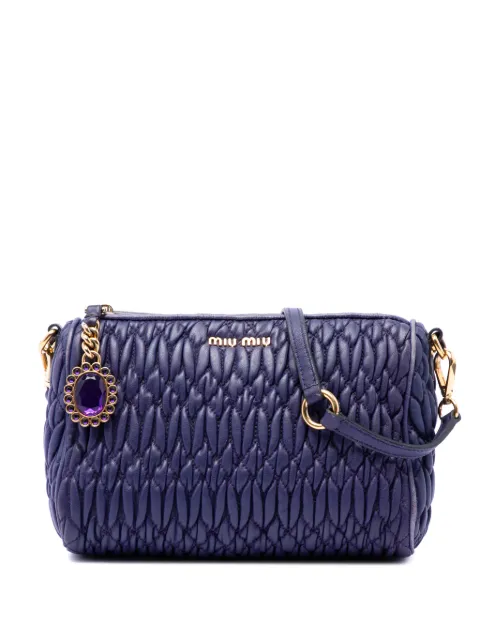 Miu Miu Pre-Owned 2010-2026 Matelasse Nappa Crystal Charm shoulder bag Purple T7XXE5KYGPQAGDS3