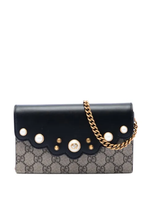 Gucci Pre-Owned 2000-2015 GG Supreme Peony Pearly Wallet On Chain crossbody bag Neutrals TNBE2JG8T36ACESU