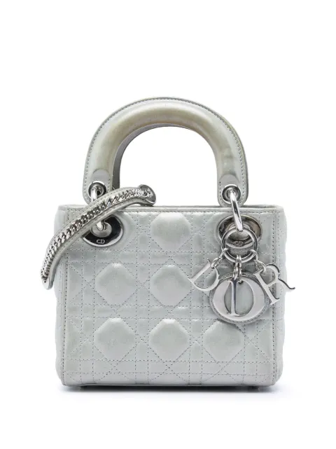 Christian Dior Pre-Owned 2015 Mini Iridescent Lambskin Cannage Lady Dior satchel Silver 0ASMINM41KCYZ76R