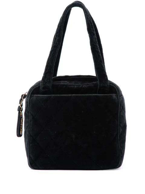 CHANEL Pre-Owned 1996-1997 CC Quilted Velvet handbag Black 46PQ61R7AMF55VJ3