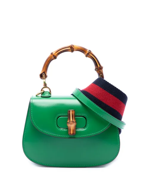 Gucci Pre-Owned 2016-2026 Mini Calfskin 1947 Bamboo Top Handle Bag satchel Green ZJEQPVL53CE2ARJF