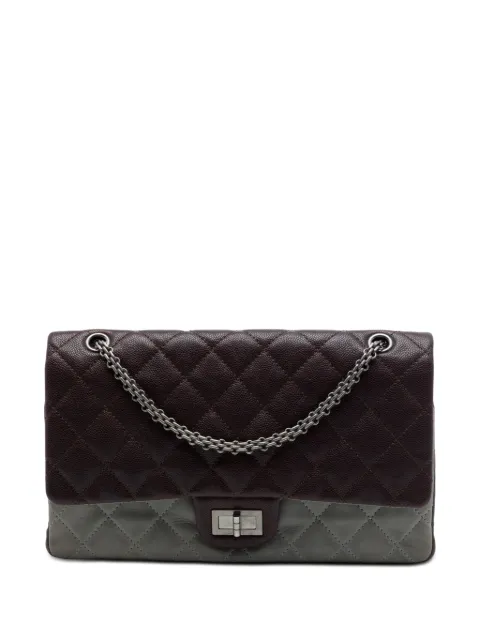 CHANEL Pre-Owned 2010-2011 Bicolor Caviar and Iridescent Calfskin Reissue 2.55 Double Flap 226 shoulder bag Brown YOL1267T6GWXKDIA