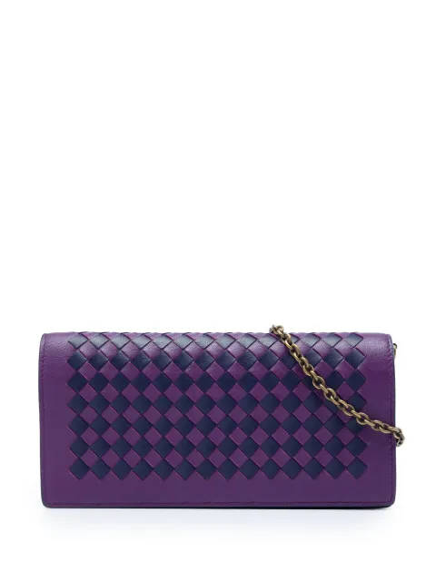 Bottega Veneta Pre-Owned 2012-2026 Bicolor Nappa Intrecciato Continental Wallet on Chain crossbody bag Purple 3NZM9YY7A4DDVFCC