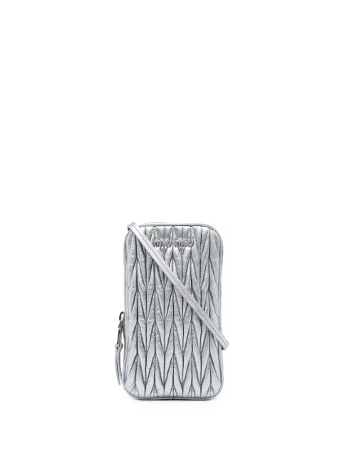 Miu Miu Pre-Owned 2010-2026 Matelasse Metallic Nappa Phone Holder crossbody bag Silver 37XL1KTH93YRQ1DB