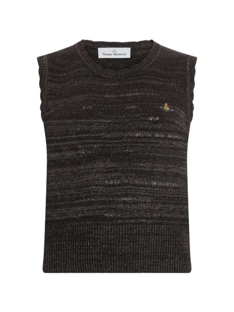 Vivienne Westwood Orb-embroidered distressed sweater vest Black 18030088C00A2