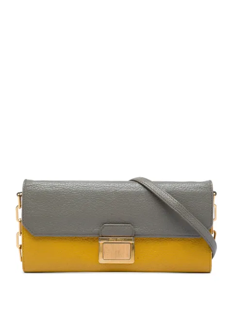 Miu Miu Pre-Owned 2010-2026 Bicolor Goatskin Madras Wallet on Chain crossbody bag Grey 24TE0APJ9FQSO8BM