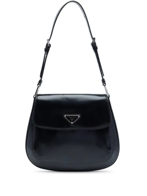 Prada Pre-Owned 2013-2026 Spazzolato Leather Cleo Flap shoulder bag Black U7TBFMR0BABVT0XD