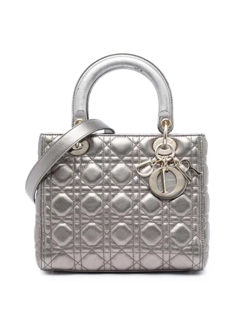 Christian Dior Pre-Owned 2018 Medium Metallic Lambskin Cannage Lady Dior satchel Silver 0QGFE1YAYW3GLFY2