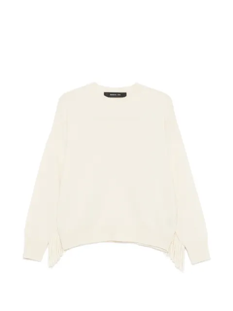 Federica Tosi crew neck long-sleeve fringed sweater Neutrals 32014352