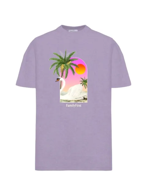 Family First swan-print T-shirt Purple TS2407