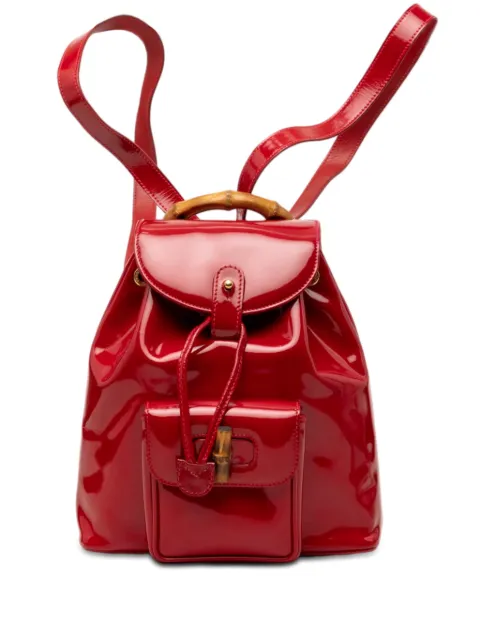 Gucci Pre-Owned 20th Century Patent Bamboo Drawstring backpack Red HNXKERIP5BMHYO2X